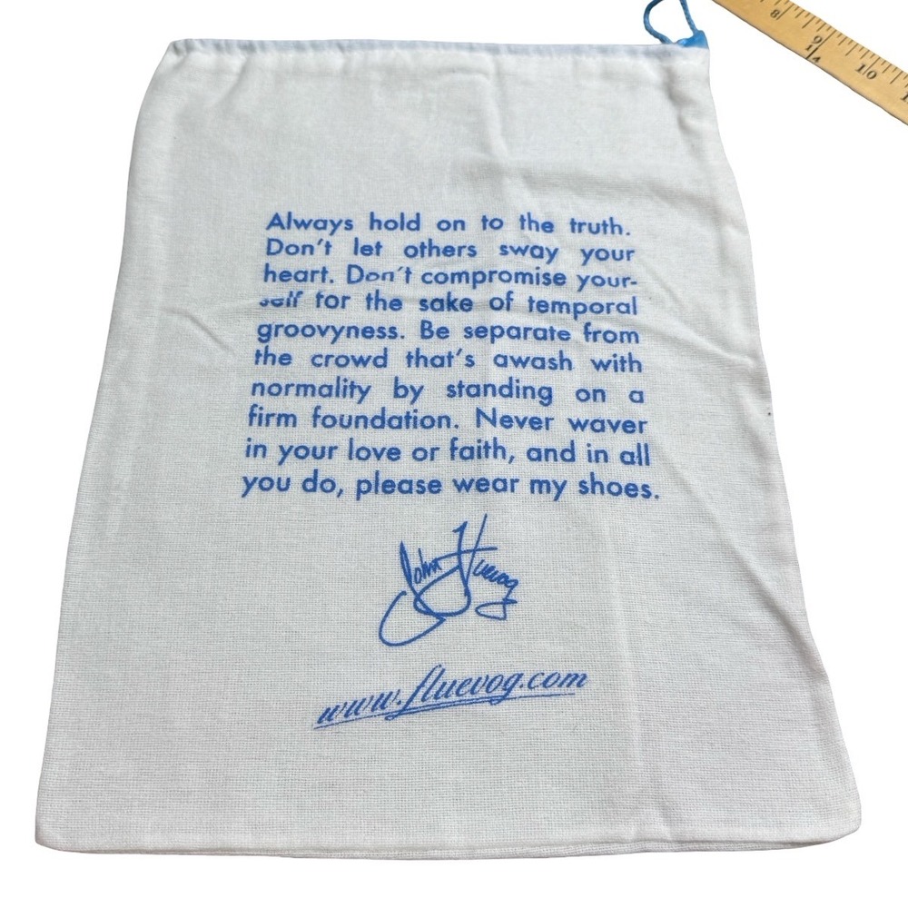 John Fluevog Dust Bag Unisex OS White Good Cotton Drawstring Shoe Storage Pouch